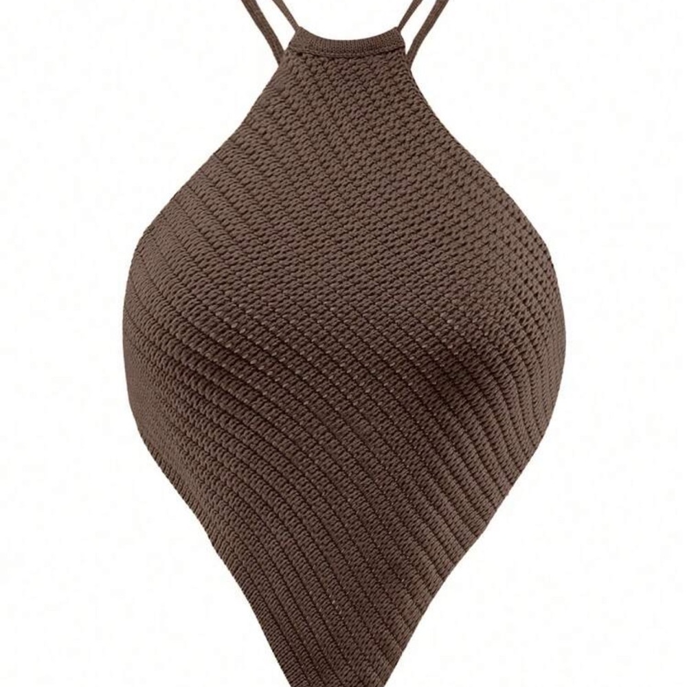 Brown Knit Halter Top